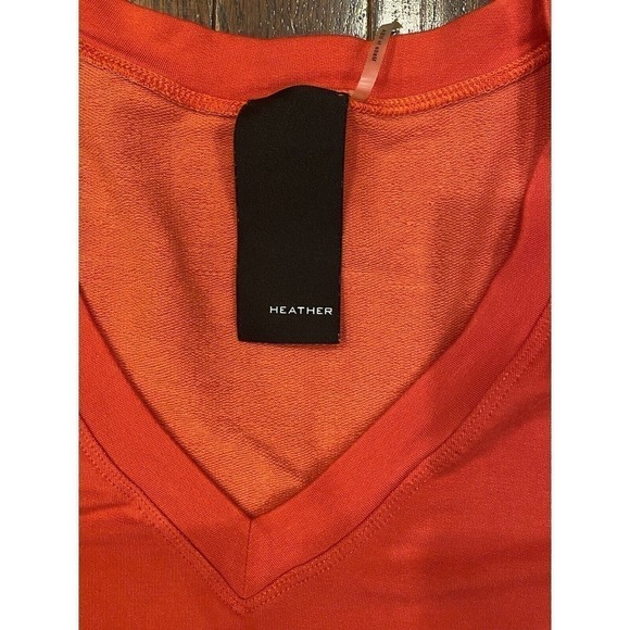 Heather Brand Red Knit V-Neck Made In USA Summer Size Small Business Casual - Picture 2 of 4